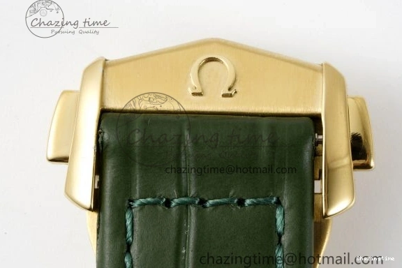 0404 Speedmaster Moonwatch in Moonshine Gold YG RMF Best Edition Green Dial on Green Leather Strap Manual Chrono EasyCare 7832